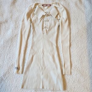 Sweet chilling ribbed modern white cheongsam